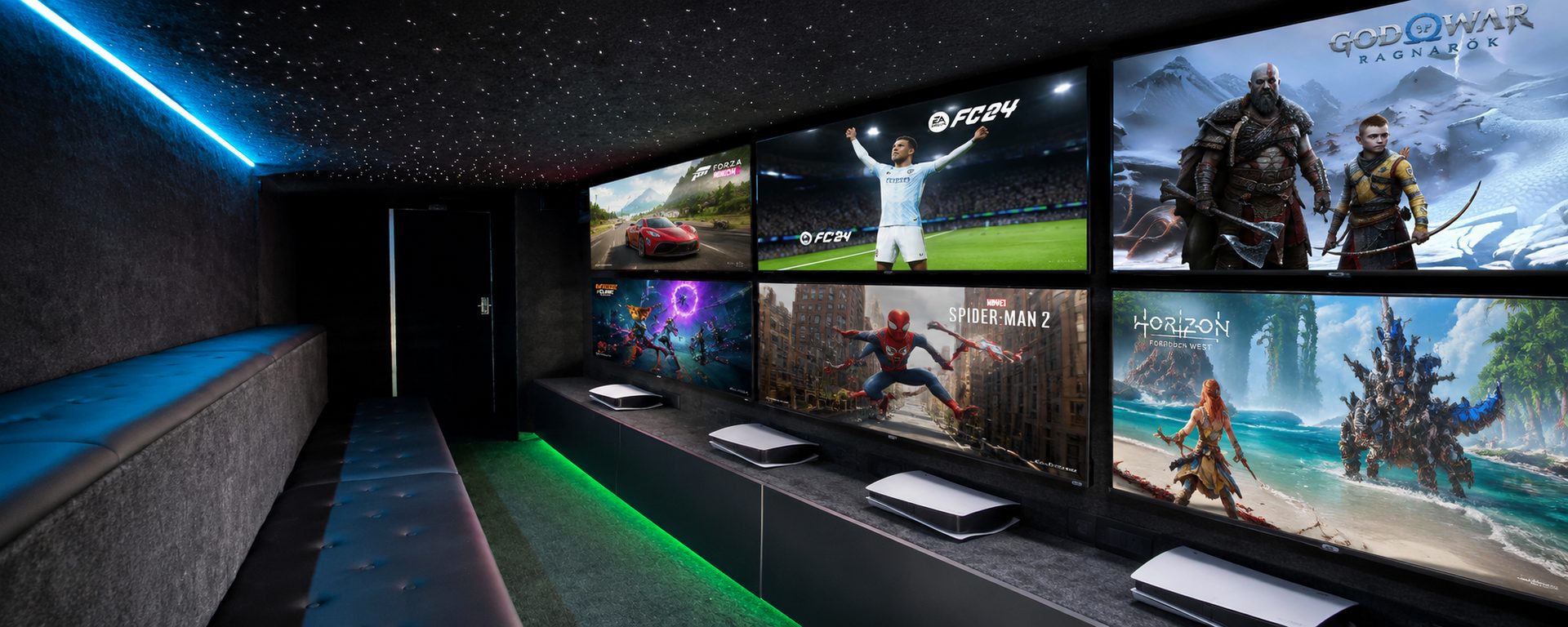 Gaming Van notranjost – zasloni in stadionsko sedenje